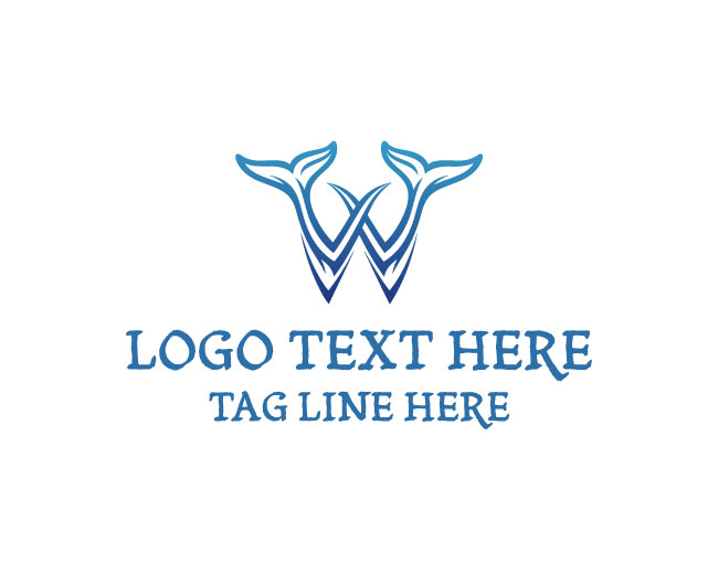 Current Whale Letter W Logo