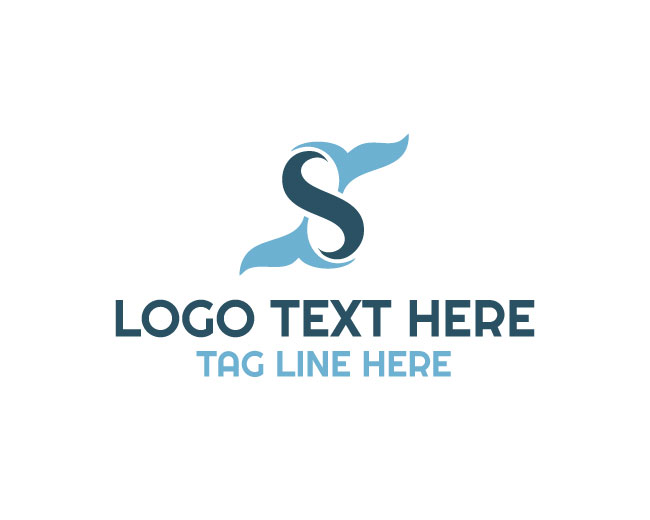 Whale Swirl Letter S Logo
