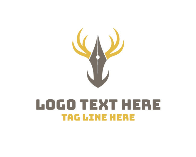 Stylish Modern Deer Pen Logo