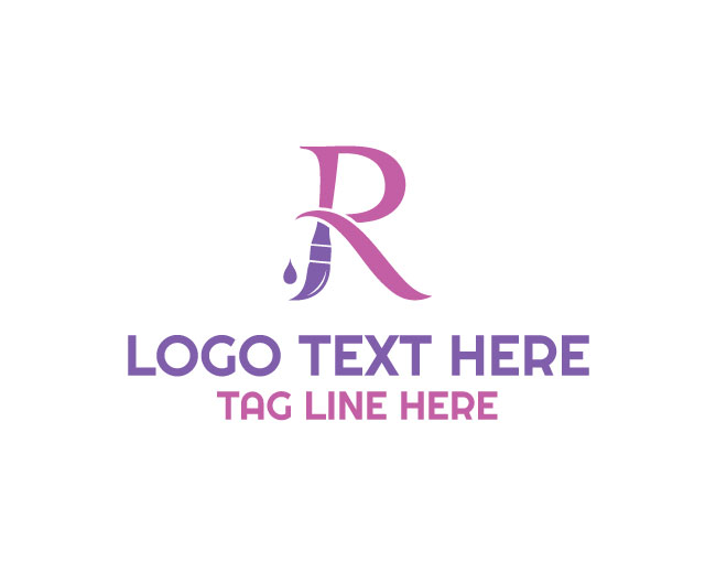 Modern R Art Brush Logo