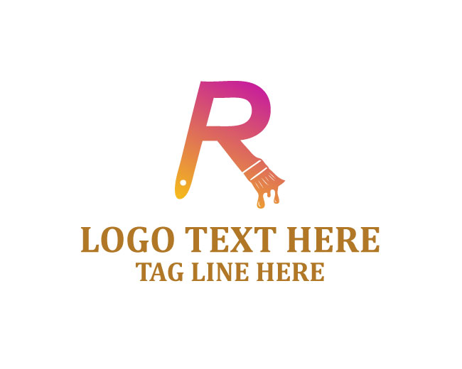 Beautiful R Art Brush Logo