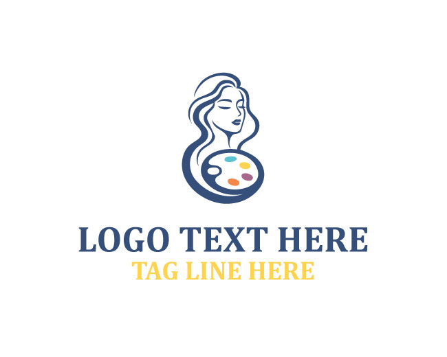 Creative Paint Palette Girl Logo