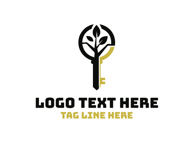  Stylish Leaf Key Tree Logo