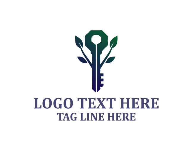  Stylish Leaves Key Logo