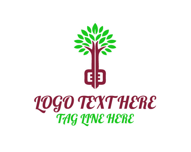 Stylish Evergreen Key Tree Logo