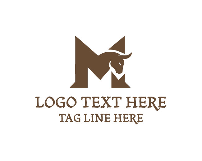 Stylish Letter M Bull Logo