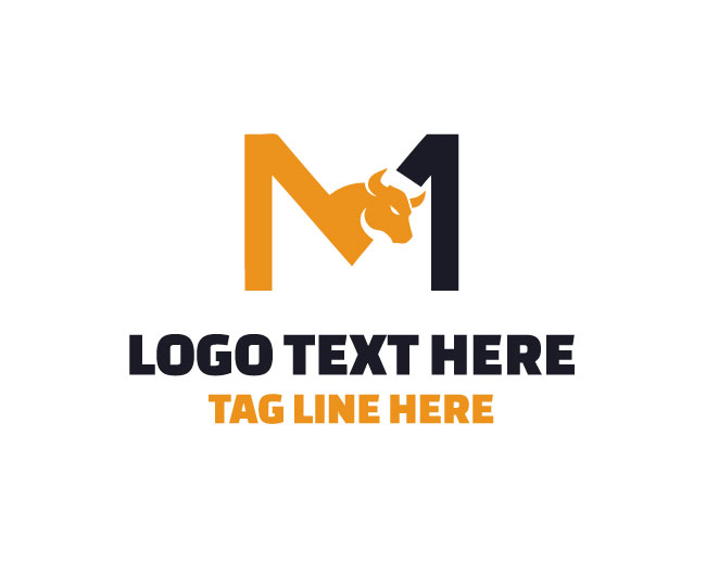 Unique Letter M Bull Logo
