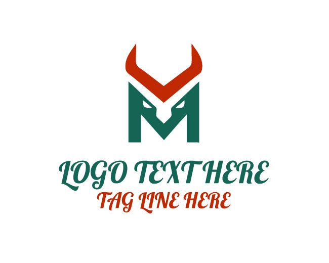  Unique Bold Letter M Bull Logo