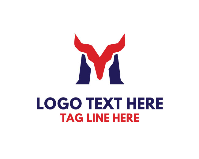 Unique Business Letter M Bull Logo