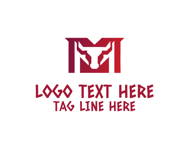 Unique Clean Letter M Bull Logo