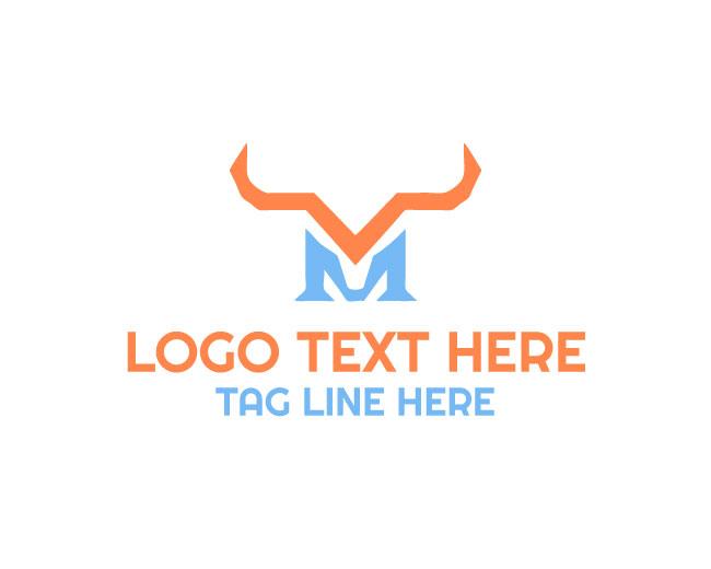 Unique Strong Letter M Bull Logo