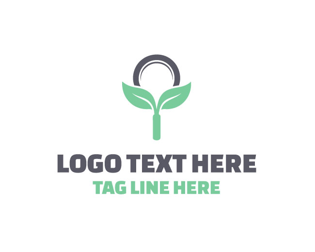 Modern Leaf Magnifier Logo