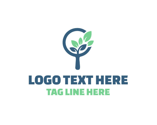 Clean Eco Magnifying Glass Logo