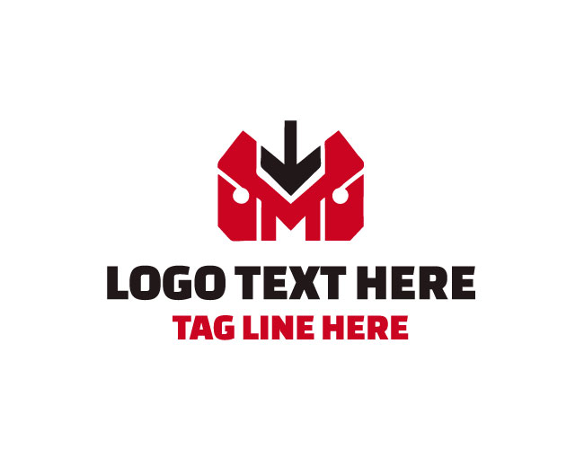 Futuristic M Robot Logo