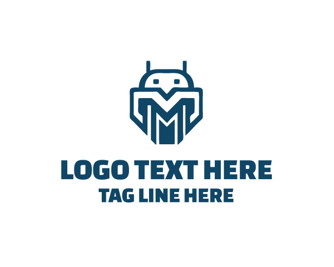 Stylish M Robot Logo