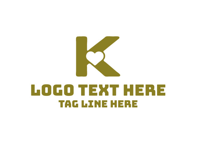  Letter K Love Heart Logo