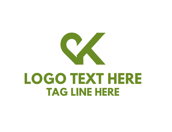 Letter K Love Heart Logo