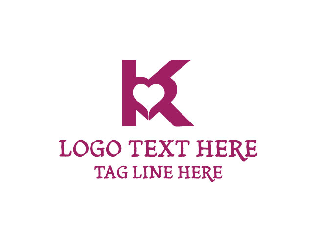  Letter K Love Soul Heart Logo