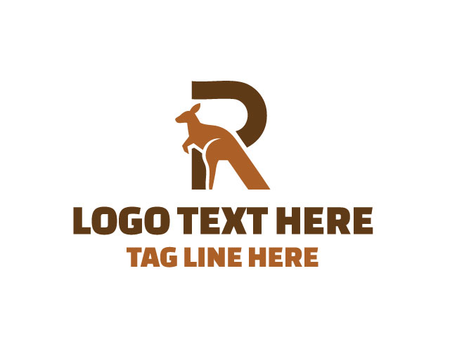 Letter R Kangaroo Jump Line Logo