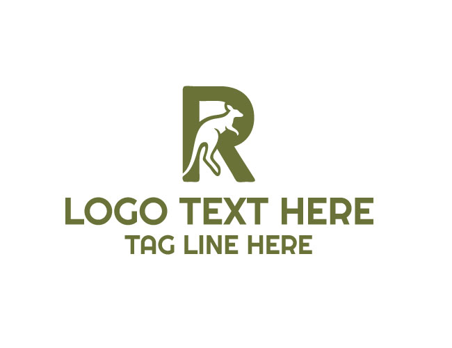 Letter R Kangaroo Fast Jump Logo
