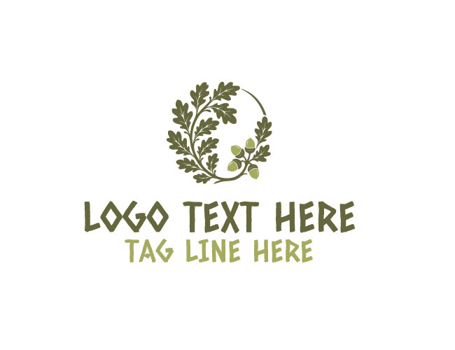 Oak Acorn Leaf Crest Logo