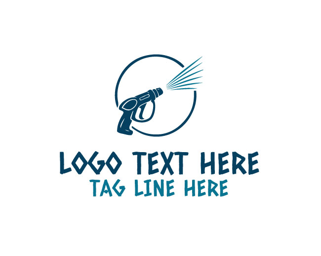 Stylish Water Flow Pressure Washer Logo