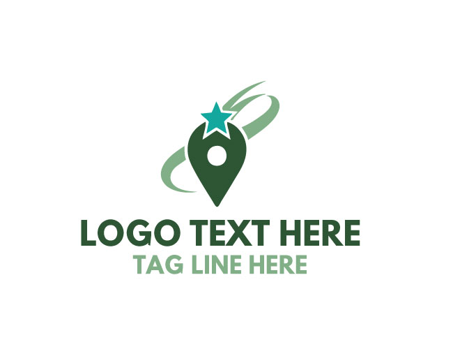 Location Green Pin Star  Logo