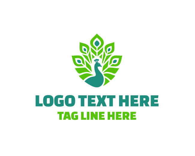 Green Abstract Peacock Logo