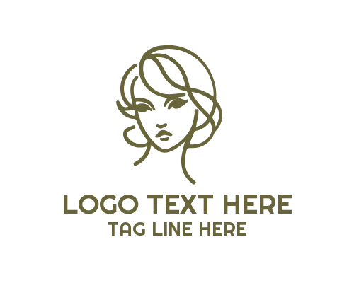Abstract Female Face Line Logo