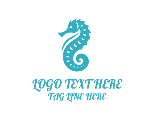 Abstract Flowing Sea Horse Logo