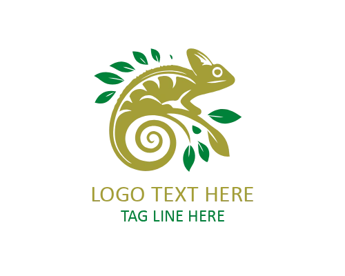 Abstract Line Chameleon Flat Logo