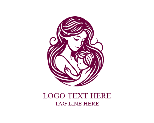 Abstract Mom and Baby Logo