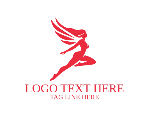 Abstract Wing Motion Flying Woman Logo