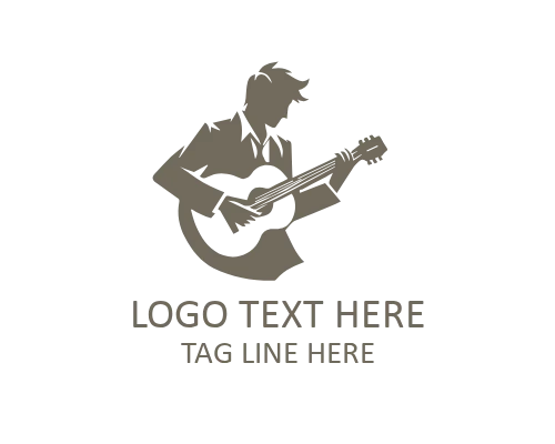 Acoustic Guitar Man Logo for Folk and Indie Brands