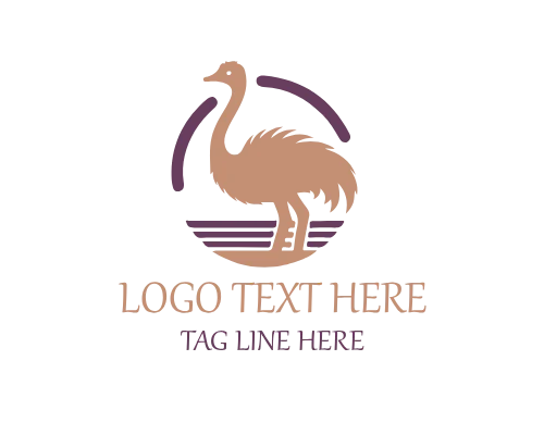 African Ostrich Wildlife Logo