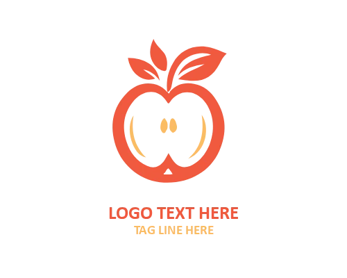 Apple Slice Fruit Logo