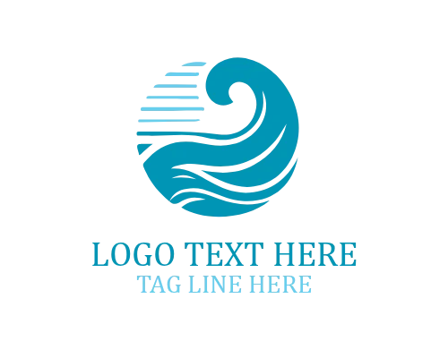 Aqua Wave Circle Icon Logo