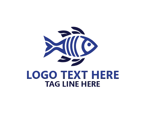 Aquaculture Linear Fish Logo Design