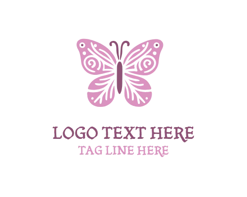 Artisan Style Linear Floral Butterfly Logo