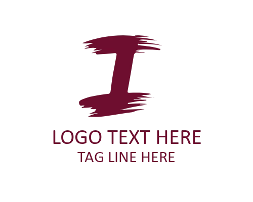 Artistic Signature Brush Letter I Logo for Creative Identity