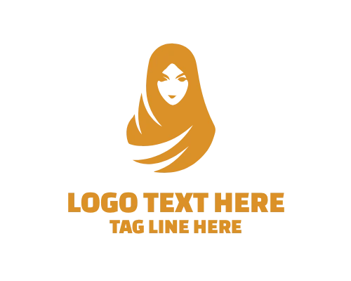 Artistic Veiled Hijab Woman Sketch Logo