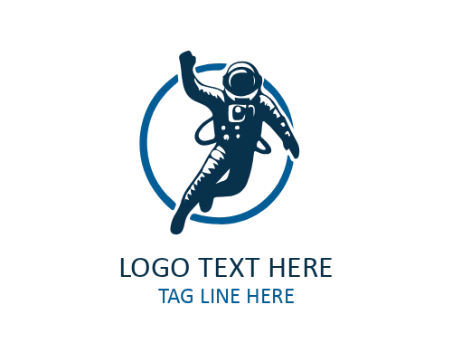 Astronaut and Planet Space Logo