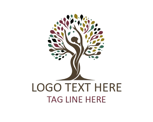 Autumn Maple Tree Colorful Leaves Logo