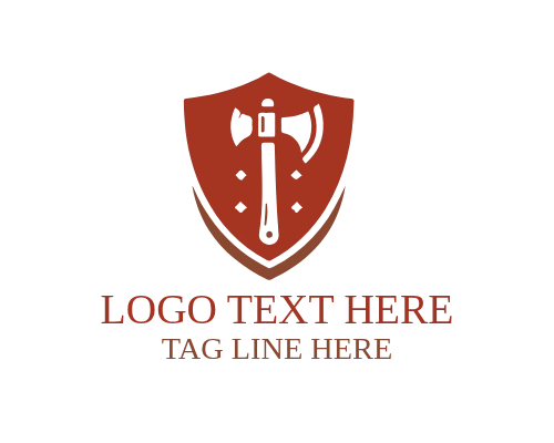  Axe Shield Warrior Logo for Strength and Battle Brands