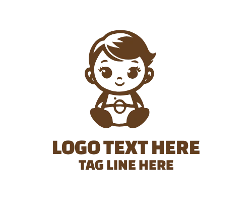 Baby Doll Mascot Logo for Toy and Kids Branding