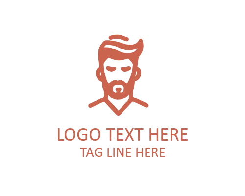 Barber Style Linear Man Salon Logo