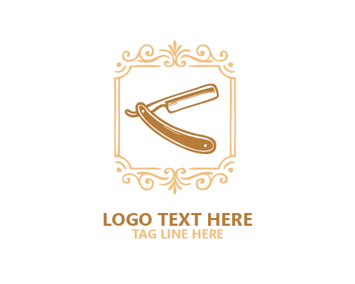 Barbershop Modern Round Emblem Logo