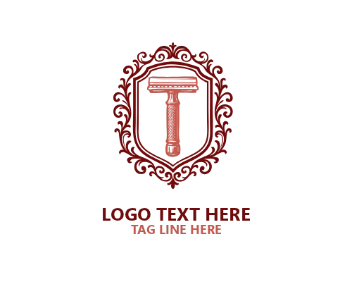 Barbershop Vintage Round Badge Logo