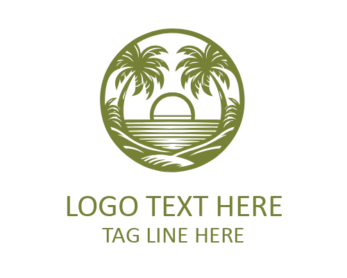 Beach Maritime Emblem Logo for Ocean Identity