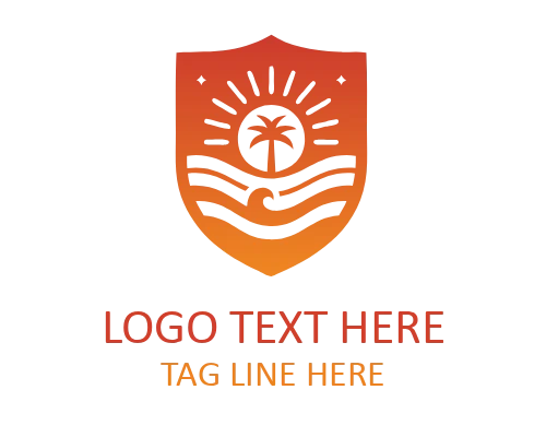 Beach Palm Emblem Logo for Island Identity